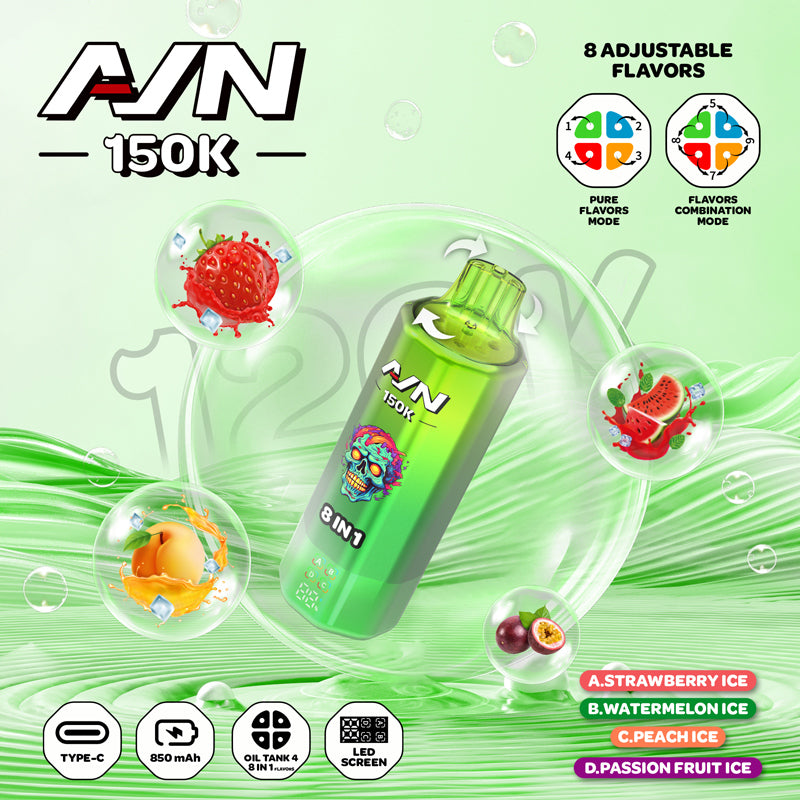 AIVONO AVN 8-in-1 Disposable Vape 150,000 Puffs 8 Flavors With LED Display