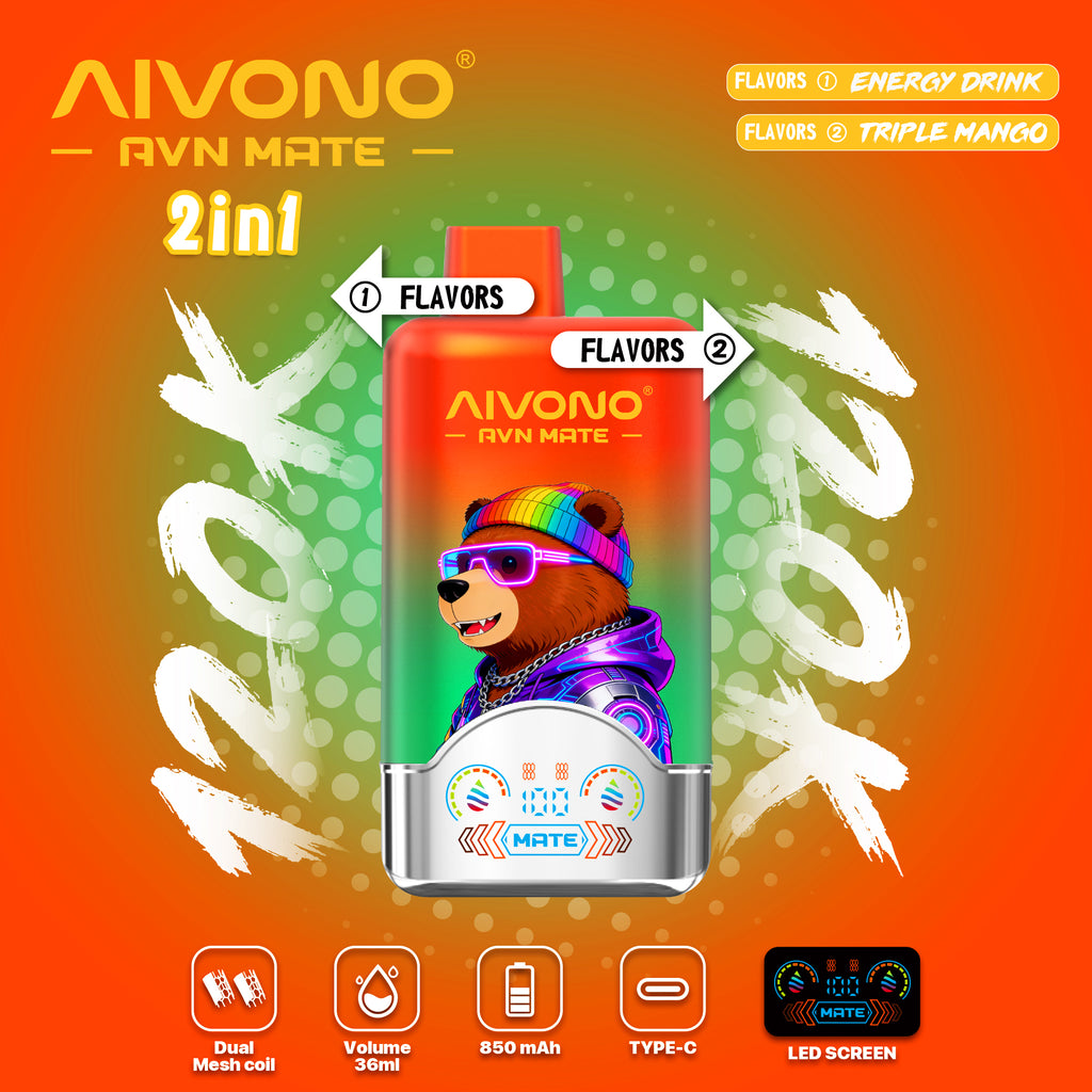 AIVONO AVN MATE 120K Puffs 2-in-1 Disposable Vape LED Display Fast Recharge
