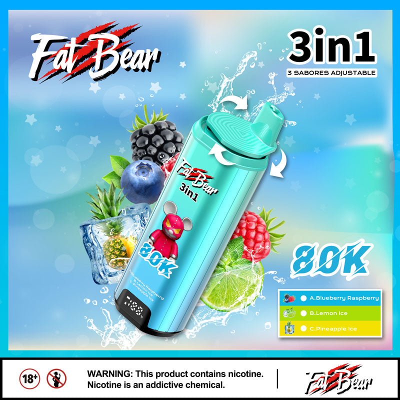 AIVONO 3-in-1 Disposable FATBEAR 80K Personal Vaporizer – 80,000 Puffs