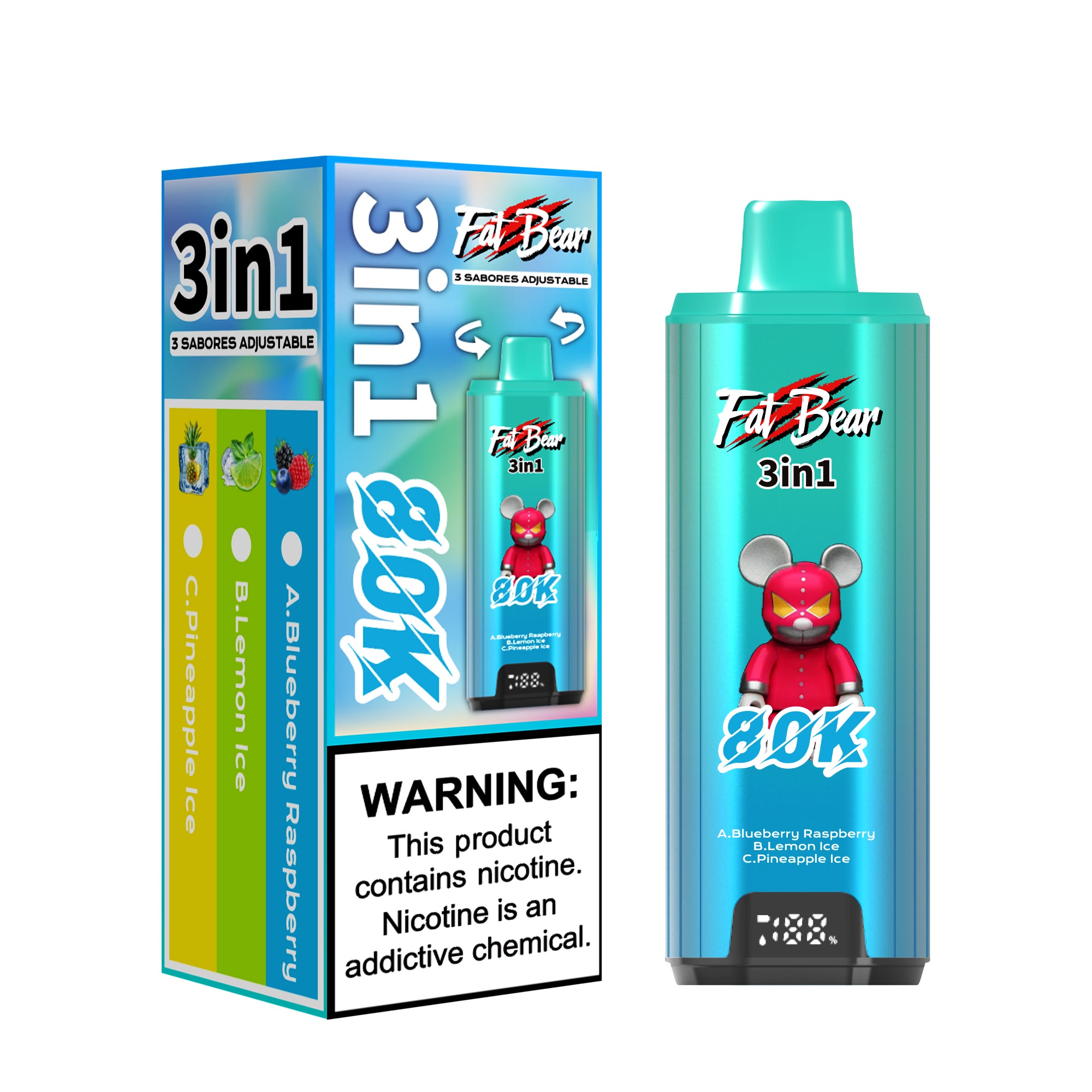 AIVONO 3-in-1 Disposable FATBEAR 80K Personal Vaporizer – 80,000 Puffs
